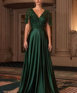 Vestido Corpete Bordado e Saia de Cetim - Dreams